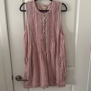 Faherty Pink Striped Sleeveless Tunic